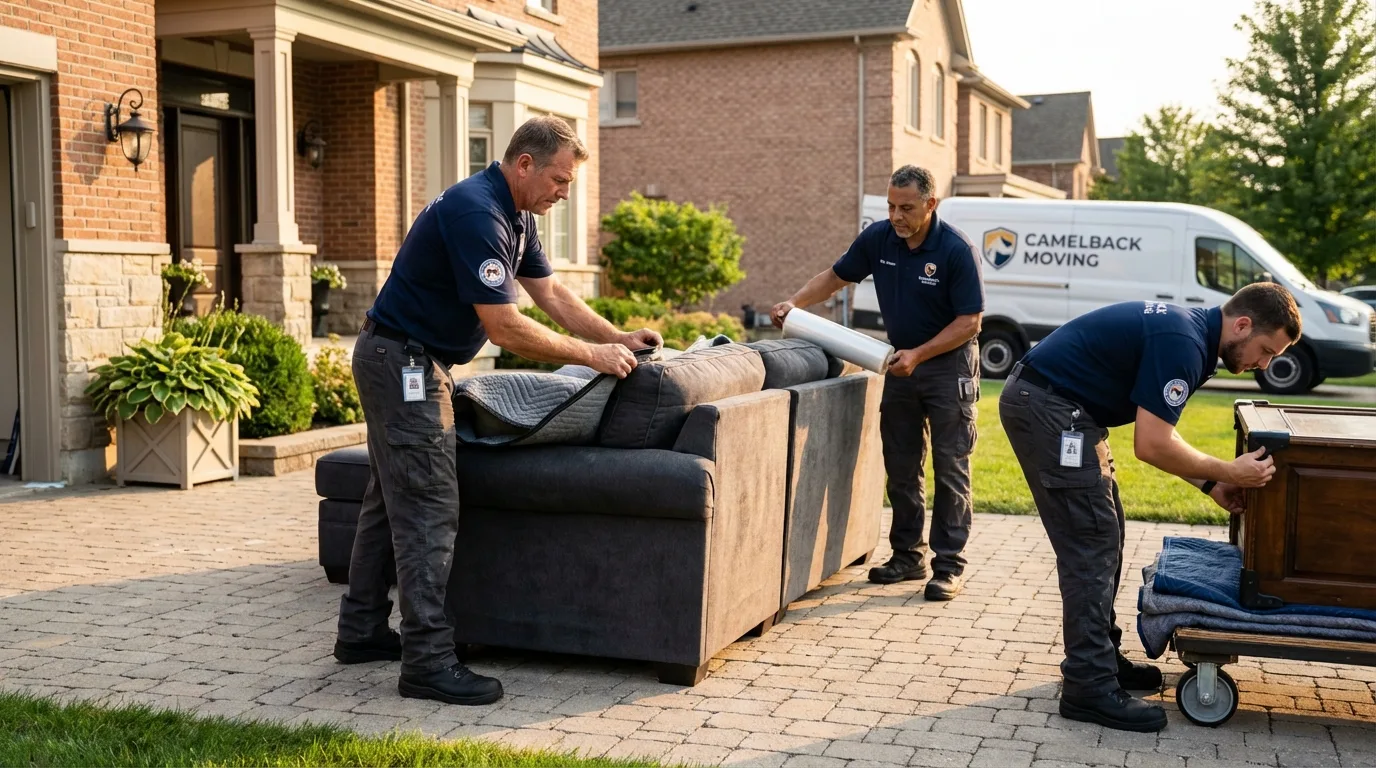 Large estate moving crew wrapping furniture in Rainelle, WV